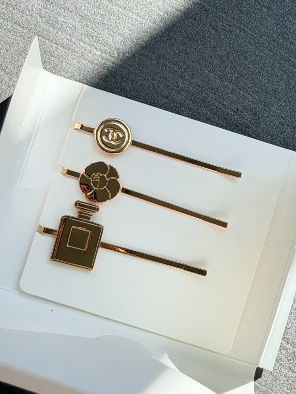 New Chanel Beauty Gold Hair Pin Set - 3 Pieces